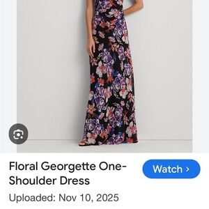 Ralph Lauren Black Floral One-Shoulder Dress
